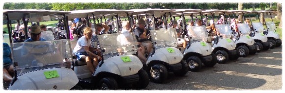 Carts lined up for a tournament at York Golf Club